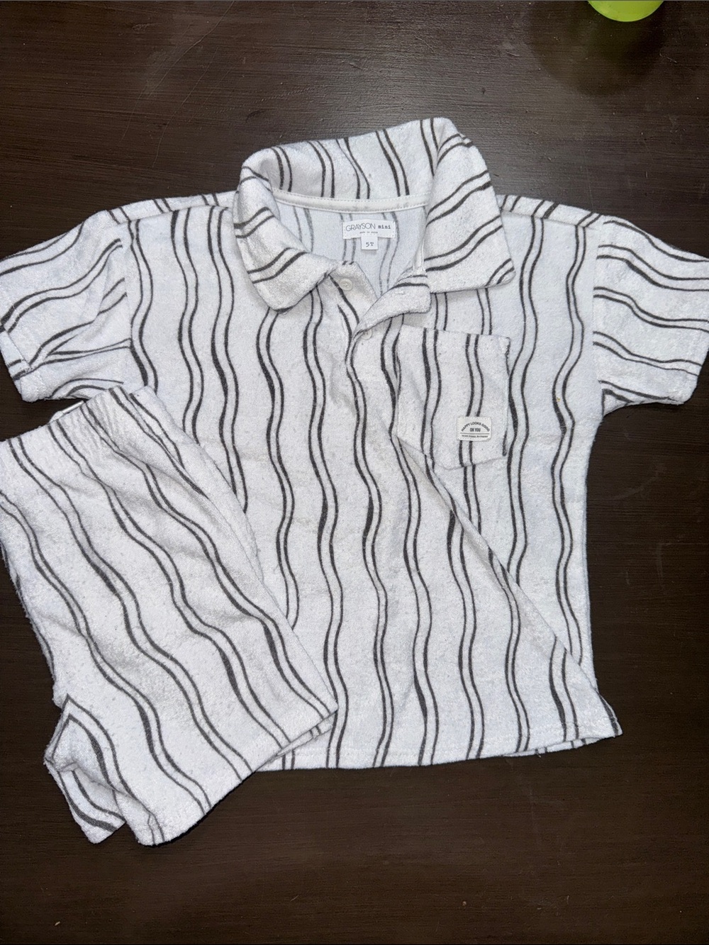 Unbranded Kids White & Black Striped Polo Top